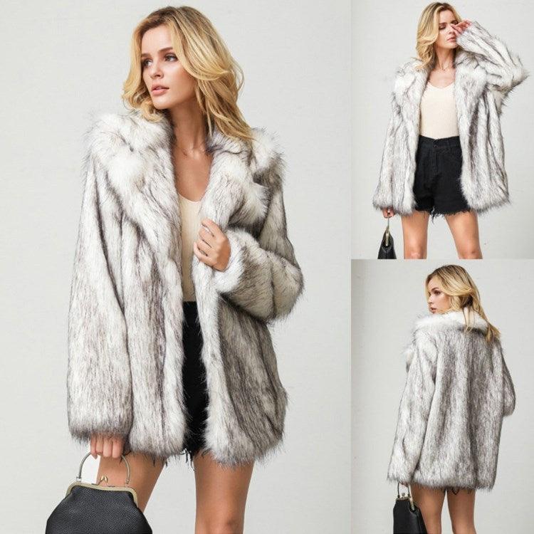 Winter Jackets For Women Plus Size White Faux Fur Mini Parka Coat - Estação do Inverno