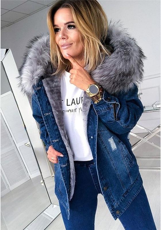Jaqueta Jeans Feminina de Luxo - Estação do Inverno