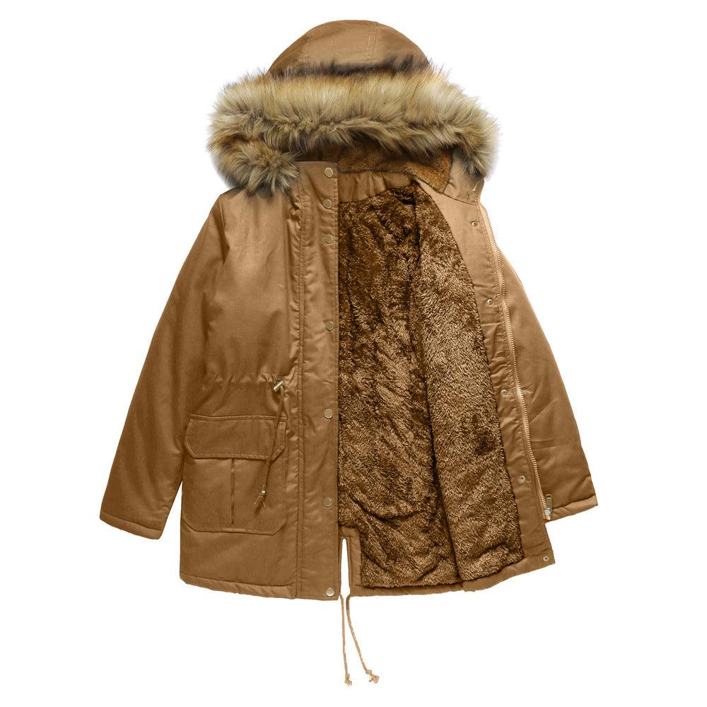 Winter Jackets For Women Plus Size Mid-Length Parka Winter Outerwear Jacket Soft Fleece Warm Snow Coat - Estação do Inverno