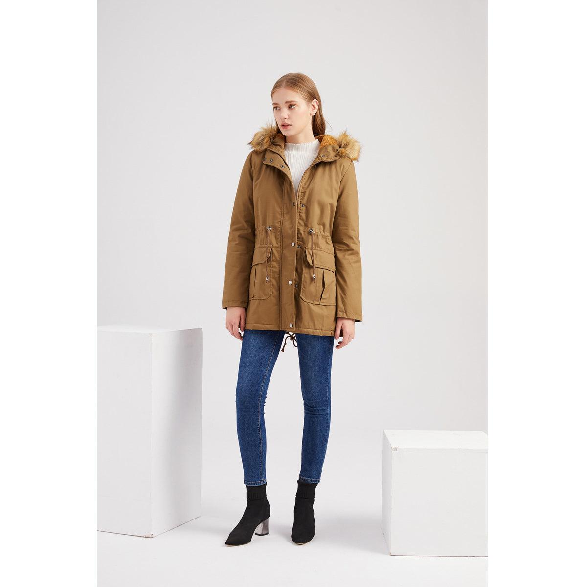 Winter Jackets For Women Plus Size Mid-Length Parka Winter Outerwear Jacket Soft Fleece Warm Snow Coat - Estação do Inverno