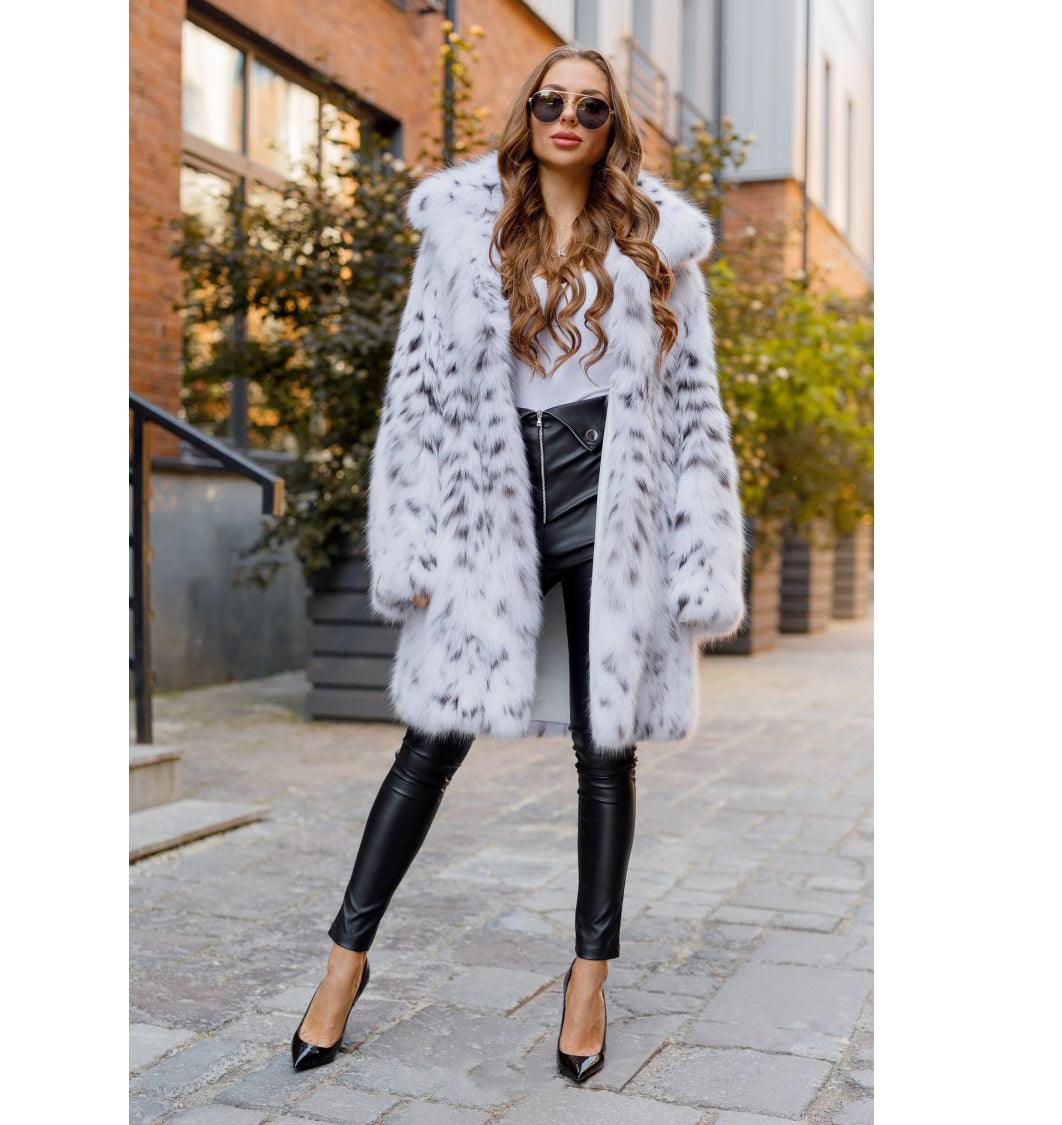 Winter Jackets For Women Plus Size 2K Faux Fur Coat White Leopard Faux Fur Plush Jacket - Estação do Inverno