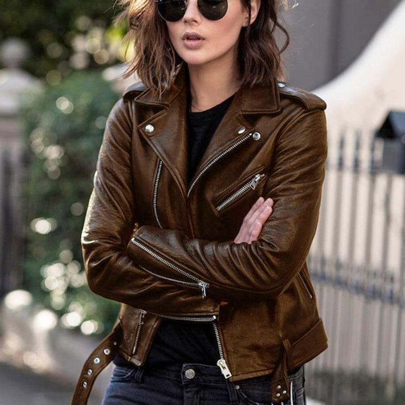 Winter Jackets For Women Real Leather Short Slim Fit Motorcycle Faux Leather Jacket - Estação do Inverno