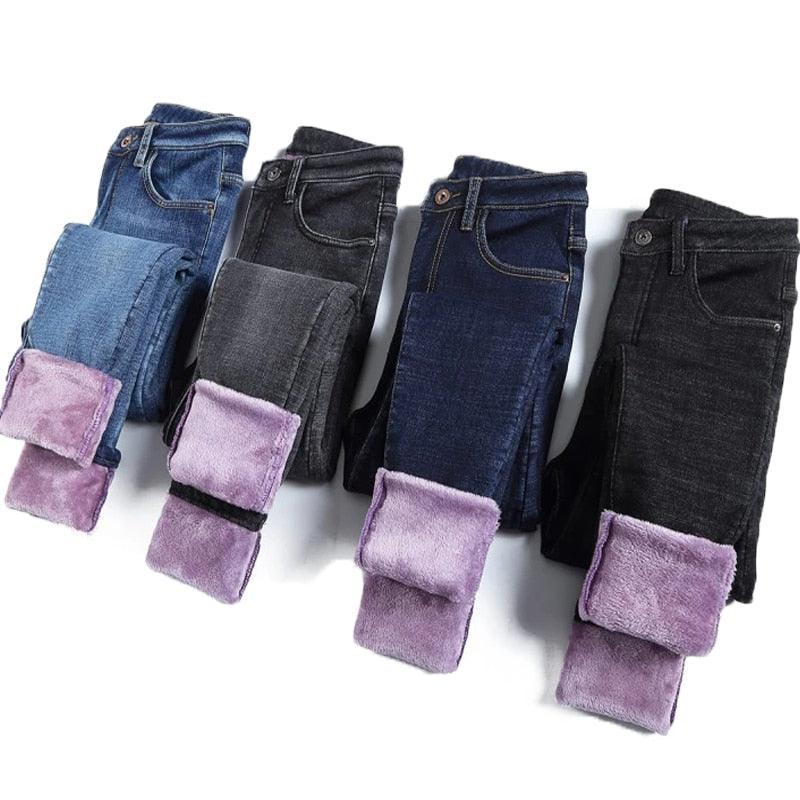 Calça Jeans Forrada Veludo em Lã - Estação do Inverno