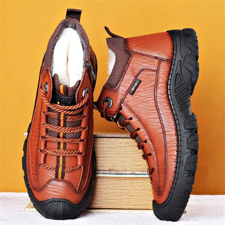 Sapato de Couro Premium Forrado em Lã - Estação do Inverno
